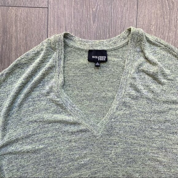 Aritzia Wilfred Free Devinette V-Neck Long Sleeves Heathered Shirt Green Size XS - Picture 12 of 16